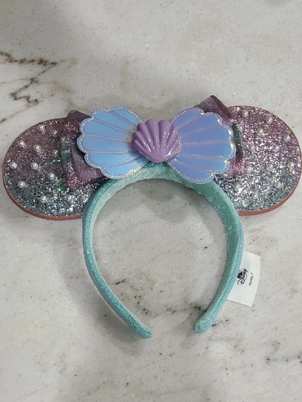 Disney Parks Iridescent Mermaid Shell Minnie Ears - Aqua, Purple, Pink
